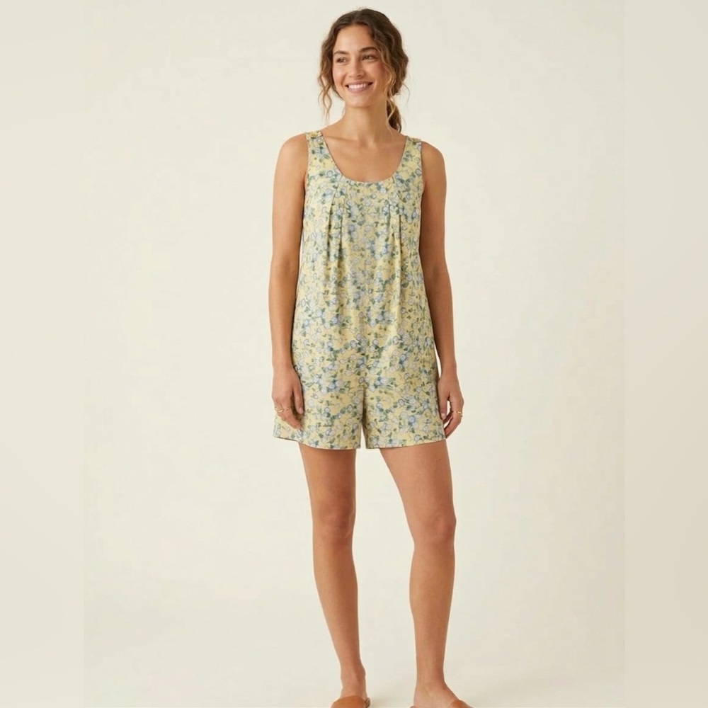 Yellow Floral Sleeveless Romper